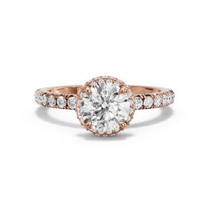 Image for Round Dual Halo Ring with French Pave band