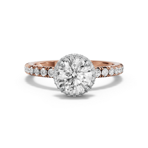 Image for Round Dual Halo Ring with French Pave band
