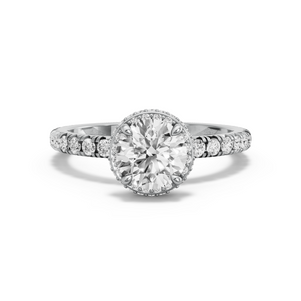 Image for Round Dual Halo Ring with French Pave band