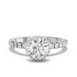 Image for Round Dual Halo Ring with French Pave band
