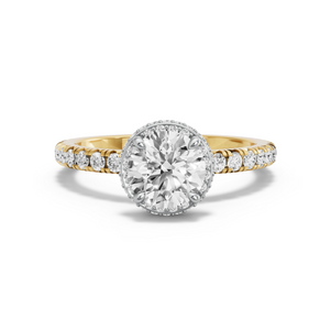 Image for Round Dual Halo Ring with French Pave band