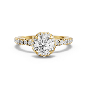 Image for Round Dual Halo Ring with French Pave band