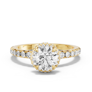 Image for Round Dual Halo Ring with French Pave band