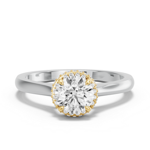 Image for Round Dual Halo Ring with Knife Edge Cathedral band