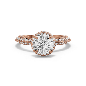 Image for Round Dual Halo Ring with Knife Edge Pave band