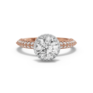 Image for Round Dual Halo Ring with Knife Edge Pave band