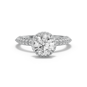 Image for Round Dual Halo Ring with Knife Edge Pave band