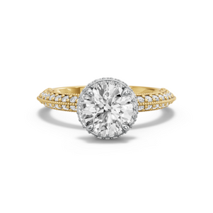 Image for Round Dual Halo Ring with Knife Edge Pave band