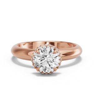 Image for Round Dual Halo Ring with Knife Edge Solitaire band