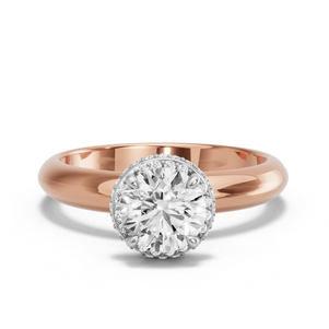 Image for Round Dual Halo Ring with Knife Edge Solitaire band