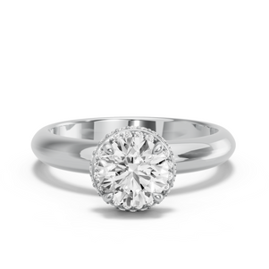 Image for Round Dual Halo Ring with Knife Edge Solitaire band