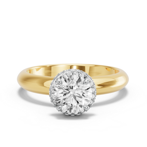 Image for Round Dual Halo Ring with Knife Edge Solitaire band
