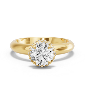 Image for Round Dual Halo Ring with Knife Edge Solitaire band