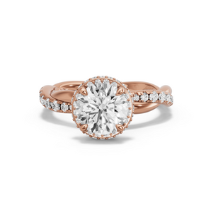 Image for Round Dual Halo Ring with Rope Pave band