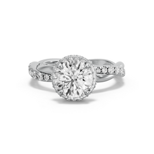 Image for Round Dual Halo Ring with Rope Pave band