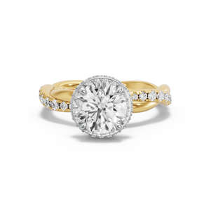 Image for Round Dual Halo Ring with Rope Pave band