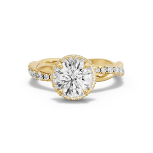 Image for Round Dual Halo Ring with Rope Pave band