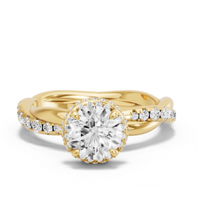 Image for Round Dual Halo Ring with Rope Pave band