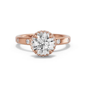 Image for Round Dual Halo Ring with Sleek Accent band