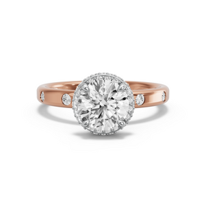 Image for Round Dual Halo Ring with Sleek Accent band