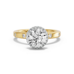 Image for Round Dual Halo Ring with Sleek Accent band