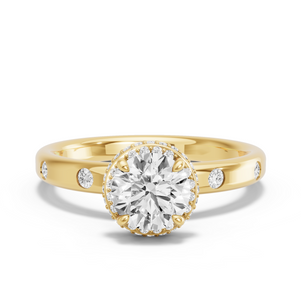 Image for Round Dual Halo Ring with Sleek Accent band