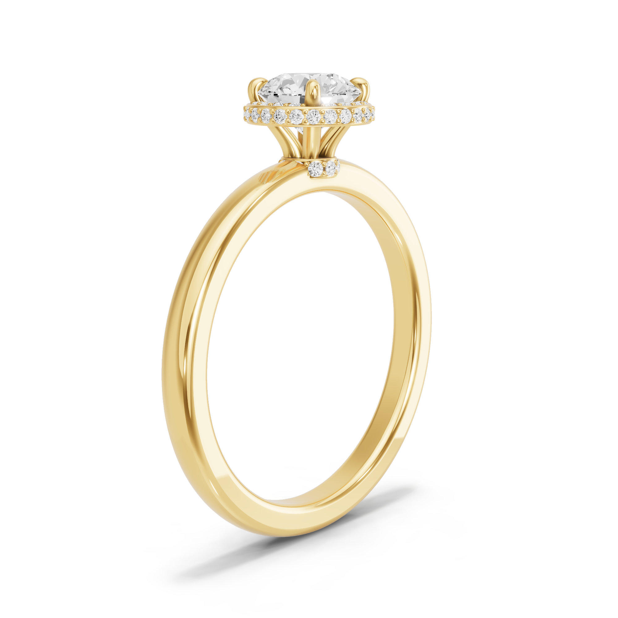 Image for Round Dual Halo Ring with Solitaire band in 18K Yellow Gold
