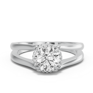 Image for Round Dual Halo Ring with Split Ring Solitaire band