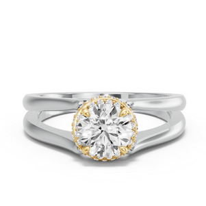 Image for Round Dual Halo Ring with Split Ring Solitaire band