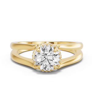 Image for Round Dual Halo Ring with Split Ring Solitaire band