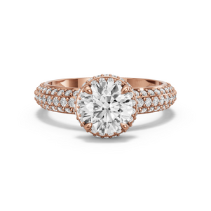 Image for Round Dual Halo Ring with Triple Row Pave band
