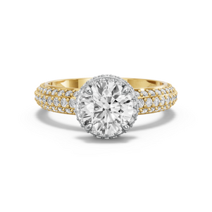 Image for Round Dual Halo Ring with Triple Row Pave band