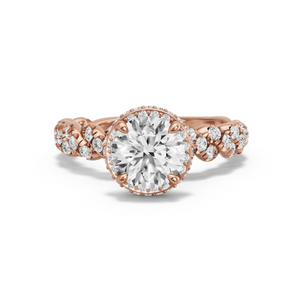 Image for Round Dual Halo Ring with Twist Pave band