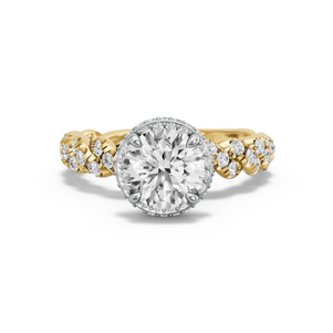 Image for Round Dual Halo Ring with Twist Pave band