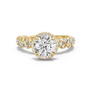 Image for Round Dual Halo Ring with Twist Pave band