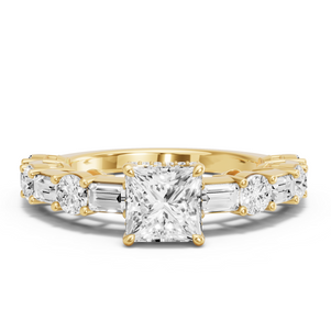 Image for Princess Dual Halo Ring with Alternating Baguette band