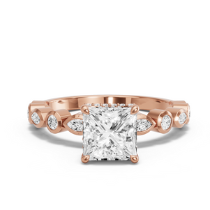 Image for Princess Dual Halo Ring with Alternating Marquise band