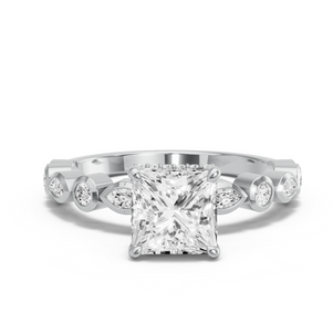Image for Princess Dual Halo Ring with Alternating Marquise band