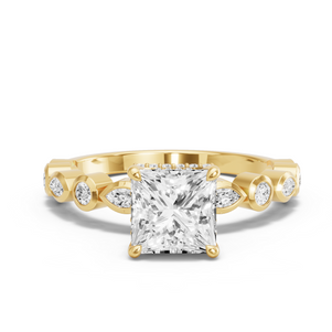 Image for Princess Dual Halo Ring with Alternating Marquise band