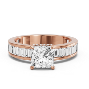 Image for Princess Dual Halo Ring with Baguette Channel band