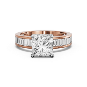 Image for Princess Dual Halo Ring with Baguette Channel band