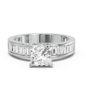 Image for Princess Dual Halo Ring with Baguette Channel band