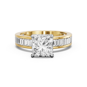 Image for Princess Dual Halo Ring with Baguette Channel band