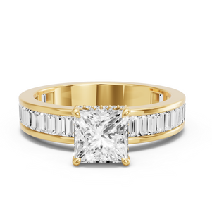 Image for Princess Dual Halo Ring with Baguette Channel band