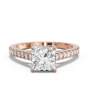 Image for Princess Dual Halo Ring with Cathedral Pave band