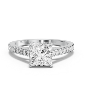 Image for Princess Dual Halo Ring with Cathedral Pave band