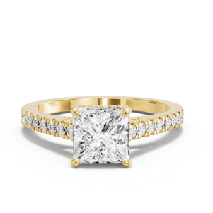 Image for Princess Dual Halo Ring with Cathedral Pave band