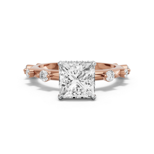 Image for Princess Dual Halo Ring with Floating Station band