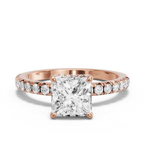 Image for Princess Dual Halo Ring with French Pave band