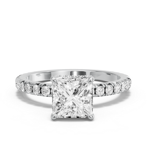 Image for Princess Dual Halo Ring with French Pave band